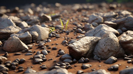 the conglomerate photo showcases a detailed ground texture, highlighting the various sedimentary rock fragments fused together. this geological image captures the intricate patterns and colors of the conglomerate formation, illustrating the natural beauty of this rock type. ai generatedの素材