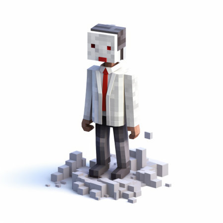 3d 8-bit pixel cartoon of a full-body suit on a white background. ai generatedの素材