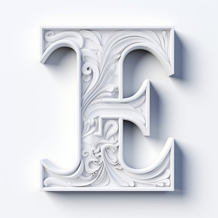 white 3d letter e on a clean white background. ai generatedの素材
