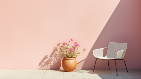 patio furniture, pastel pink wall, soft, feminine, product showcasing. ai generatedの素材