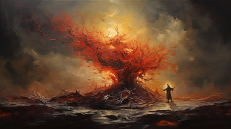 an oil painting featuring impasto technique, showcasing thick and textured brushstrokes. this artwork captures the depth and richness of the medium, creating a visually captivating and tactile experience. the impasto technique adds dimension and intensity to the subject, making it a standout piece in any art collection. ai generatedの素材