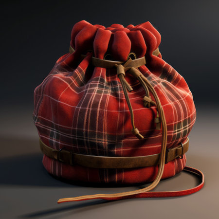 a flannel bag, made from soft and cozy fabric, is showcased in this image. the bag features a classic plaid pattern, adding a touch of rustic charm. perfect for storing small items or as a stylish accessory, this flannel bag is a must-have for those who appreciate both functionality and fashion. ai generatedの素材
