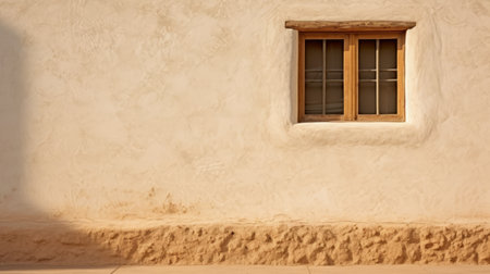 spanish colonial revival architecture photo showcasing a textured wall and a window. this image captures the essence of spanish colonial revival architecture with its rough texture and baroque elements. the simplicity and minimalism of the design evoke a sense of tranquility. the composition is reminiscent of the artistic styles of franco fontana and edward hopper. ai generatedの素材