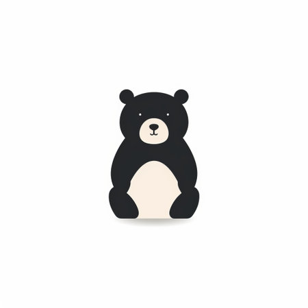bear template cartoon flat icon in black and white, minimalist illustrator style, chinapunk editorial illustrations, uhd image with multi-colored minimalism on a white background. ai generatedの素材