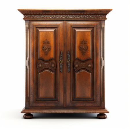 the cupboard, isolated on a white background, offers high resolution and high-quality. perfect for kitchen or storage needs, this versatile piece features ample storage space. organize your essentials with this sturdy and stylish cupboard. ai generatedの素材