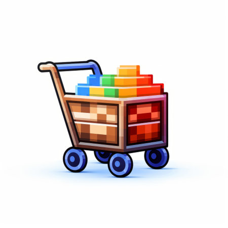 a square version of the minecraft shopping cart depicted in simple, colorful illustrations. this architectural illustrator captures the essence of the cart with reductive and free brushwork techniques. the high dynamic range adds depth and vibrancy to the image. minecraft shopping cart, square version, simple illustrations, colorful, architectural illustrator, reductive, free brushwork, high dynamic range. ai generatedの素材
