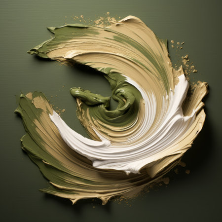 khaki and champagne paint swirl together in a mesmerizing pattern, creating a unique and modern design on the surface. the combination of khaki and champagne hues adds depth and elegance to the overall aesthetic, making it a visually striking piece of art. ai generatedの素材