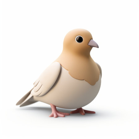 a 3d rendered plastic cartoon of a mourning dove is portrayed here with a full body on a crisp white background. this whimsical and lifelike depiction captures the essence of the graceful bird. ai generatedの素材
