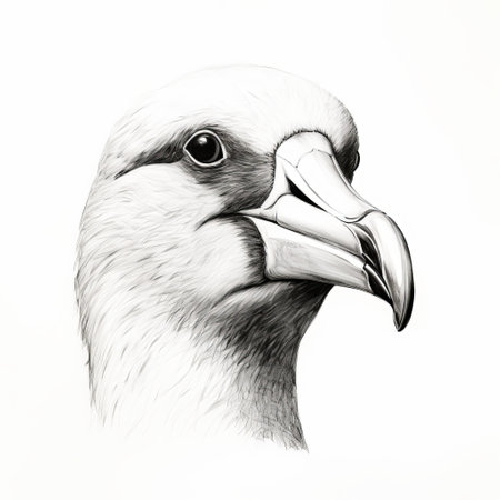 albatross head silhouette drawn with a single stroke of a pencil, minimalist bird outline executed with precision. symbol of grace and freedom intricately captured in a single line drawing. the elegance of an albatross captured in minimalist style, showcasing the beauty of simplicity in art. ai generatedの素材