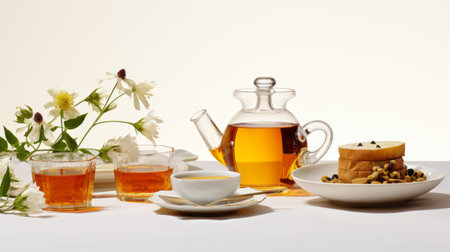 earl grey tea image captured against a white background, perfect for summer outings. refreshing tea with citrusy notes, ideal for picnics and outdoor gatherings. enjoy a soothing cup of earl grey in the warm weather. perfect photo for tea enthusiasts and picnic lovers alike. ai generatedの素材