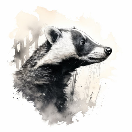 the badger head silhouette created with a single pencil stroke captures the essence of this elusive mammal. with its distinct markings and loping gait, badgers are iconic animals known for their burrowing skills in the wild. this minimalist drawing showcases the unique charm of these creatures in one fluid motion. ai generatedの素材