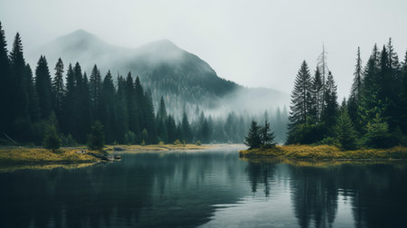 a tranquil fen landscape captured in a stunning photo on unsplash, showcasing its serene beauty. nature's calmness shines through in this mesmerizing image. ai generatedの素材