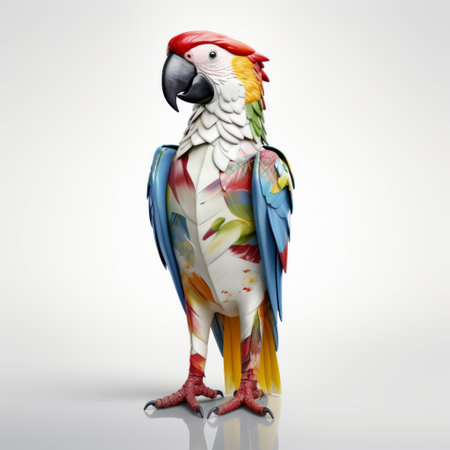 3d parrot figurine with vibrant colors and intricate details, perfect for adding a touch of high-quality fashion to any space. the czech pilsner in the image complements the full-bodied look of the parrot, set against a crisp white background for a clean and striking aesthetic. ai generatedの素材