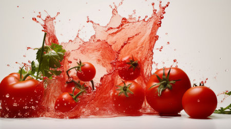 tomato juice, white backdrop, summer picnic vibes. perfect for a refreshing outdoor drink. enjoy the vibrant red hues of the tomato juice against the crisp white background, creating a visually appealing contrast. embrace the summery feel of this versatile beverage in a simple yet elegant setting. ai generatedの素材
