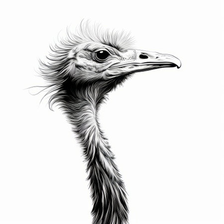the ostrich head silhouette, created effortlessly with just one pencil stroke, captures the graceful curve of the bird's distinctive long neck and large eyes. the minimalist approach to this artwork showcases the elegance and uniqueness of the ostrich, embodying simplicity and creativity in one stroke. ai generatedの素材