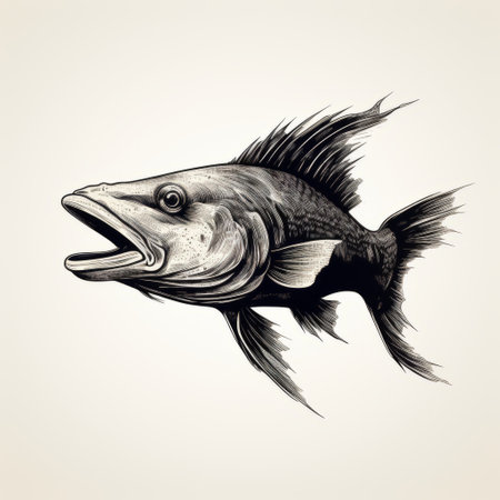 catfish head silhouette drawn in one pencil stroke, minimalist sketch of a fish head, single line art of a catfish, black and white drawing of a fish, artistic outline of a catfish, pencil drawing of a fish's head, minimalist animal sketch, creative silhouette of a catfish head. ai generatedの素材