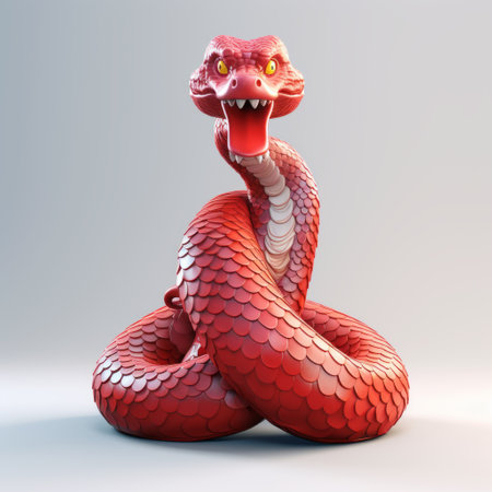 a naga, depicted in cel shading, is facing the camera in a full body shot against a white background. ai generatedの素材