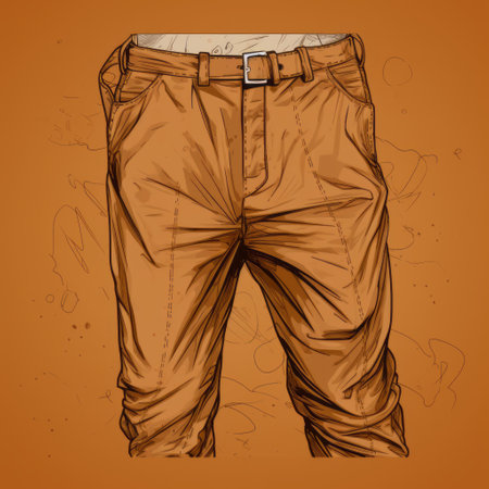 trousers sketch on a brown background, featuring a hand-drawn style in a vibrant shade of brown. this artistic depiction captures the essence of fashion design with its detailed rendering and unique color palette, adding a touch of creativity to any project or inspiration board. ai generatedの素材