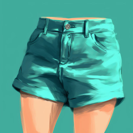 shorts sketch on a vibrant teal background in a bold hand-drawn style. the illustration captures the essence of summer fashion with its playful design. the teal hues pop against the background, creating a striking visual contrast that draws the eye. perfect for fashion enthusiasts and artists alike. ai generatedの素材
