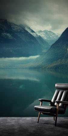 the glen wallpaper captures the serene beauty of nature with its calming and introspective aesthetic. dark green and light aquamarine hues blend seamlessly in this mountainous vista. webcam photography brings out the contrast between dark turquoise and light brown tones, creating a swiss-style composition with juxtaposed imagery. ai generatedの素材