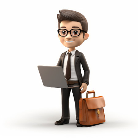 male administrative assistant in 3d rendering, isolated on a white background. professional office worker concept with a modern twist. administrative support staff in a digital environment. business administration and virtual assistance representation in a creative visual format., ai generatedの素材