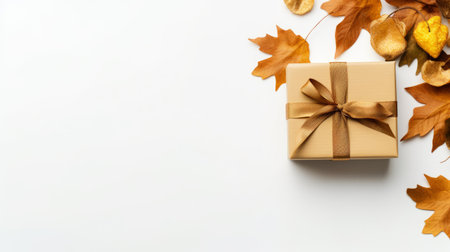 global day of parents gift decoration featuring a fall theme laid out beautifully on a solid white background. the image captures the essence of the occasion with ample copy space for personalization. flat lay and top view angles add a stylish touch to the composition. ai generatedの素材