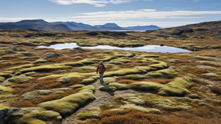 moss-covered mountains in the iceland wilderness, captured by harald de kadr, showcase the grandiose environments of this stunning landscape. the mountains, adorned with light green and maroon hues, create a captivating spatial concept reminiscent of the figura serpentinata style. this associated press photo brings to mind the works of artists like alvar cawn and kent monkman. ai generatedの素材