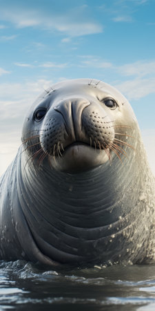 elephant seal on a simple background perfect for a mobile phone lock screen background. this serene image captures the majestic creature in a minimalist setting, ideal for adding a touch of nature to your device. embrace the beauty of wildlife with this captivating wallpaper featuring the impressive elephant seal. ai generatedの素材