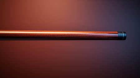billiards cue on a solid color background, shot with canon eos r5 for crisp details. front view with no people or distractions, ensuring a clean and professional image. the cue is the sole focus, showcasing its sleek design and craftsmanship. bright lighting highlights the intricate details of the cue, creating a striking visual impact. ai generatedの素材