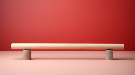 gymnastics balance beam shot with canon eos r5, featuring a front full view on a solid color background. the image showcases the flat surface with no people, logos, or hangers in sight, capturing the essence of balance and symmetry. this real photography composition highlights the beam in a brighter setting without any distractions. ai generatedの素材