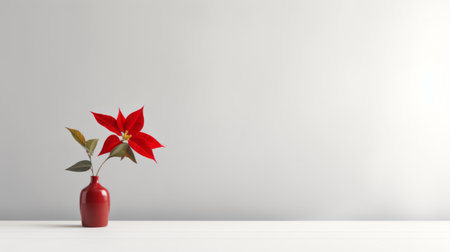poinsettia plant sits elegantly in the center of a spacious room, embodying abstract minimalism. this high-quality stock photo captures the beauty of simplicity in a 3840x2160 resolution, perfect for minimalist art enthusiasts. explore more images related to minimalist portraits, ceramics, and post-minimalism in this series. ai generatedの素材