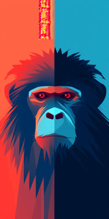 a baboon in its natural habitat, set against the simplest background, making it ideal for a captivating and uncluttered mobile phone lock screen background. the image captures the essence of wildlife and nature, perfect for those who appreciate simplicity and wildlife photography. ai generatedの素材