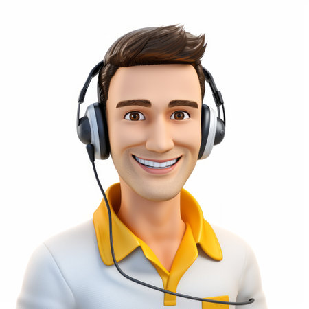 male customer service representative in 3d rendering on a white isolated background. this image showcases a professional and friendly male customer service representative, perfect for customer service concepts, call centers, and virtual assistance. the 3d rendering adds a modern and dynamic touch to the representation, with a focus on customer support. ai generatedの素材