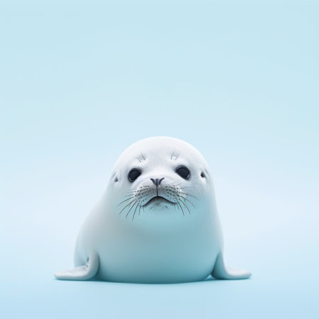 a cute seal captured in a minimalist japanese style photograph, showcasing simplicity and elegance. the image's resolution stands at a stunning 32k, emphasizing every detail of the adorable seal in the minimalist setting. ai generatedの素材