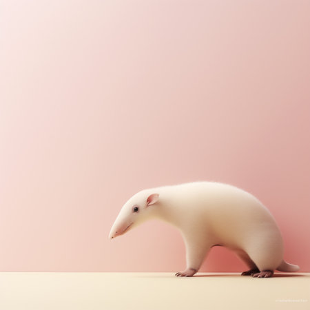a cute anteater captured in minimalist photography style, showcasing japanese minimalism. this high-resolution photo in 32k resolution beautifully highlights the simplicity and elegance of the adorable animal. perfect for nature lovers and those who appreciate clean, uncluttered aesthetics in photography. ai generatedの素材