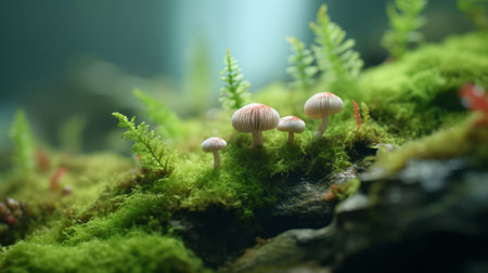 tundra landscape featuring a felt stop-motion clam in 4k resolution. the image showcases a shallow depth of field with a hemp color palette and low saturation, creating a serene and unique visual portrayal of the arctic ecosystem. ai generatedの素材