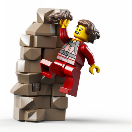 lego bricks, the hero of the hbo r roti tst, come to life in this vibrant image rendered in the style of octane render. inspired by the energetic gestures of maggie laubser's artwork and the romantic ruins they depict, the scene showcases youthful protagonists in a captivating blend of light gray and crimson hues. created by the talented artist goro fujita. ai generatedの素材