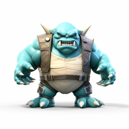 an eagle creature with blue skin and huge monsters, depicted in the style of ben wooten. the illustration features a charming character with a white background, created using zbrush software. the artwork showcases xbox 360 graphics and is inspired by the world of goblin academia, with a humorous tone. ai generatedの素材