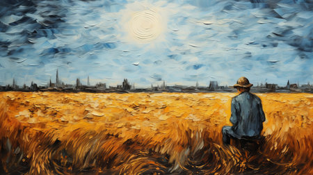 van gogh's memories of brabant come to life in the serene painting, capturing the essence of his nostalgic connection to the region. the artwork beautifully depicts the artist's reflections and emotions, offering a glimpse into his personal history and inspiration for his iconic works. ai generatedの素材