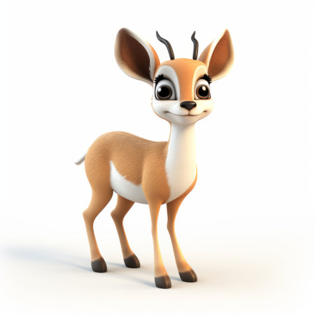 a gazelle captured in a pixar-style realism against a clean white background. the impressive image boasts a stunning 8k ultra hd resolution, showcasing the graceful creature in remarkable detail. ai generatedの素材