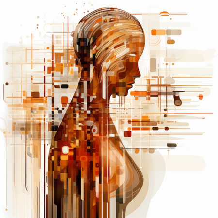 expressionism person showcasing the 54-56 style. this data visualization design features rich brown tones, capturing the essence of the era. ai generatedの素材