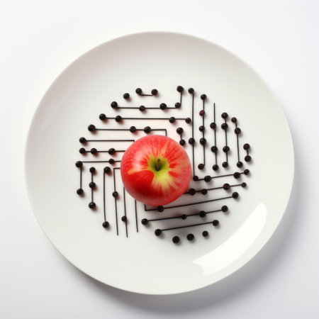 food minimalist design optical illusion on a white isolated background creates a captivating visual effect. this artistic approach transforms ordinary ingredients into a mesmerizing display, blending creativity and simplicity. the seamless integration of elements produces an intriguing illusion that engages the viewer's perception, making it a unique and thought-provoking image. ai generatedの素材