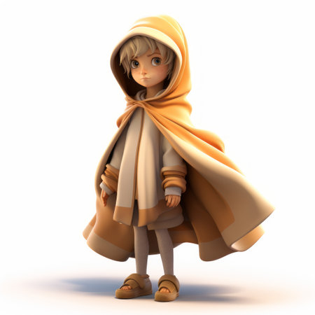 charlotte and poncho are depicted in a 3d cartoon style with short hair, showcased in full body view. the characters stand out against a white background in this lively and colorful rendering. this whimsical portrayal captures the essence of the characters in a vibrant and engaging way. ai generatedの素材