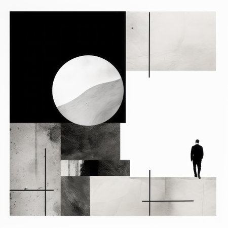 the photo features minimalist black and white background textures with a cutout collage, emphasizing realism and intricate details. the image showcases a blend of 32k textures, following the rules of thirds and golden ratio cutout abstraction for a visually striking composition. ai generatedの素材