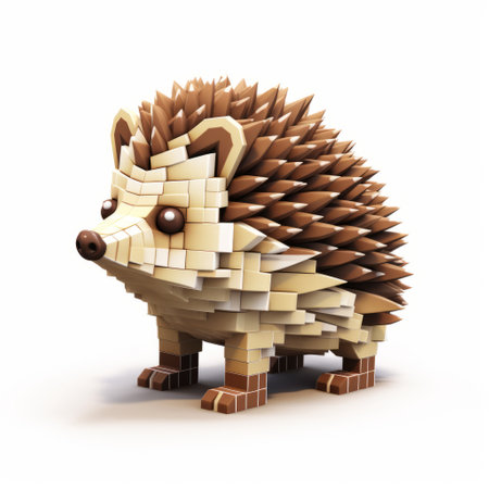 a 3d 8-bit pixel cartoon of a hedgehog with a full body, set against a white background. this retro-inspired digital artwork features the iconic spiky creature in a charming and simplistic style, perfect for fans of classic video games and nostalgic aesthetics. ai generatedの素材