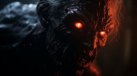 oni, the terrifying supernatural being with ultra-realistic features, emerges as the most frightening extraterrestrial apparition in this horror cinematic still. the breathtaking lighting enhances the horrorcore theme, creating a truly spine-chilling scene. horrorcore enthusiasts will be captivated by the intense and scary vibes emanating from this image. ai generatedの素材