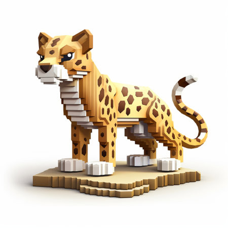a 3d 8-bit pixel cartoon of a leopard is depicted in full body on a white background. this retro-inspired illustration captures the unique essence of a leopard in a charming and colorful pixelated style. with its distinctive features and character, this artwork brings a playful touch to the classic 8-bit design. ai generatedの素材