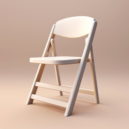 a folding chair from meroni & colzani stands elegantly against a pure white backdrop. the ui design showcases precise height and ultra-realistic details. virtual engineering brings out the high contrast against the solid white background, highlighting the chair's intricate features in stunning 16k resolution. ai generatedの素材