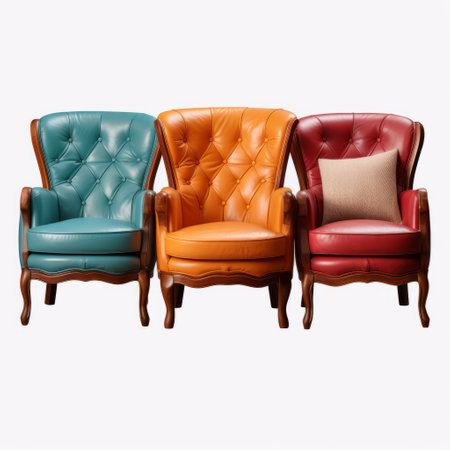 accent chairs cushions on a white background, showcasing their design in high definition. the image features isolated accent chair cushions displayed in a transparent setting, ideal for home decor inspiration or product presentation. ai generatedの素材