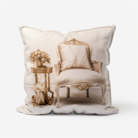 vanity sets cushions with a white background, isolated, offering a transparent design in high definition. perfect for a variety of home decor needs. ai generatedの素材